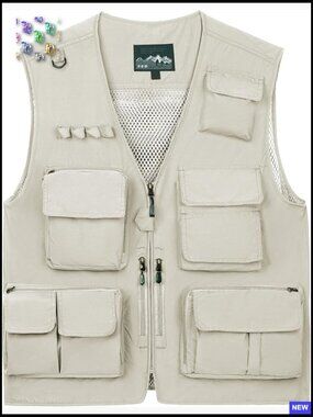 Men's Utility Cargo Vest Outdoor Fishing Safari Travel Work Photo Vest with